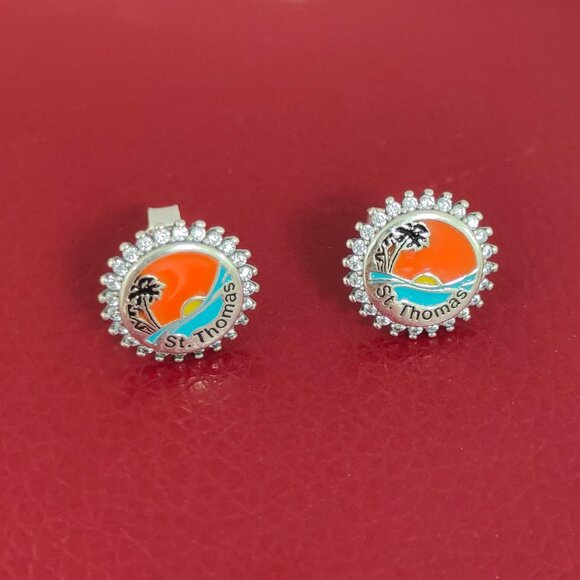 Jewelry - St. Thomas Beach Stud Earring Round Earring Travel Vacation S925 Silver